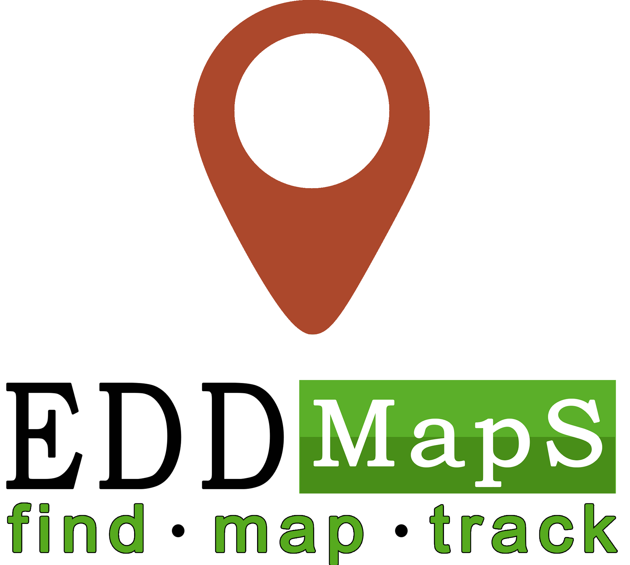 EDDMapS logo with text: "EDDMapS is a mapping system for reporting and tracking invasive species and pests, creating a shared, expert-reviewed dataset to support management and education." Link to eddmaps.org homepage.