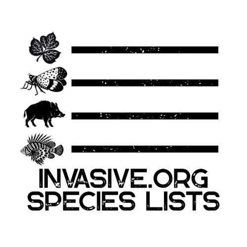 Invasive.org Species List logo with text: "Invasive.org Species Lists is a public data resource of invasive species profiles and national, regional, and state lists, supporting informed decision-making and management." Link to https://www.invasive.org/species.