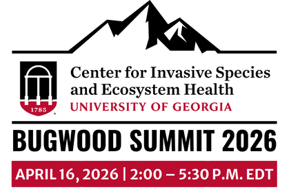 Promotional graphic for the 2026 Bugwood Summit noting that the webinar will be on April 16, 2026 and run from 2:00 - 5:30pm EDT